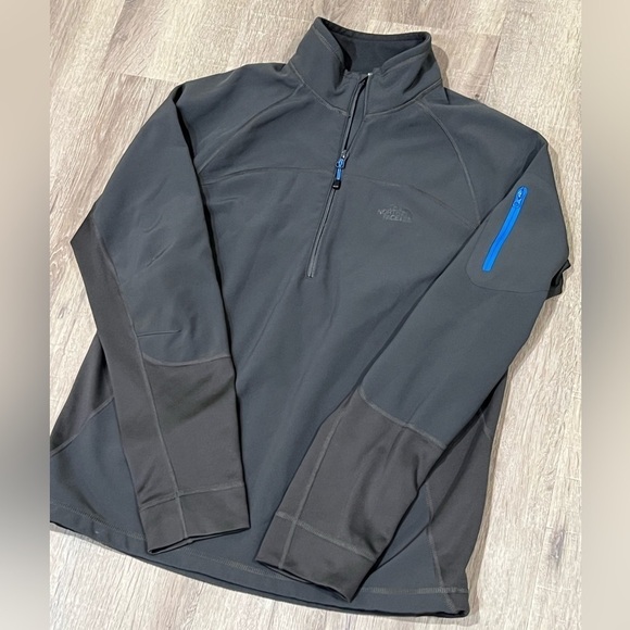 Men’s The North Face Medium Gray Blue HYVENT Half Zip Pullover Sweater Rainproof - Picture 2 of 8
